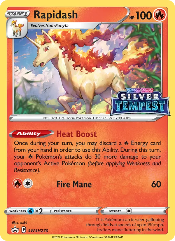 Carta Rapidash, número SWSH270/307 da coleção ESES Promos