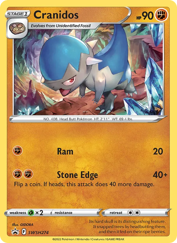 Carta Cranidos, número SWSH274/307 da coleção ESES Promos