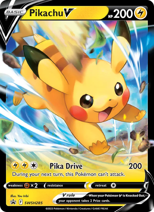 Carta Pikachu V, número SWSH285/307 da coleção ESES Promos