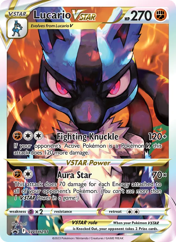 Carta Lucario V-ASTRO, número SWSH291/307 da coleção ESES Promos