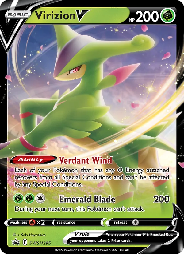 Carta Virizion V, número SWSH295/307 da coleção ESES Promos