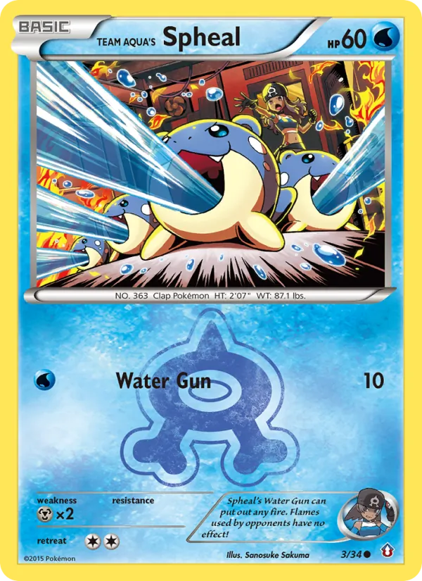 Carta Spheal da Equipe Aqua, número 3/34 da coleção Crise Dupla