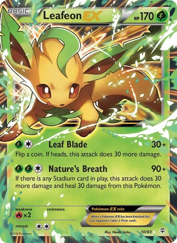 Carta Leafeon EX, número 10/83 da coleção Gerações