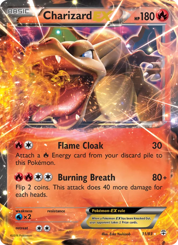Carta Charizard EX, número 11/83 da coleção Gerações