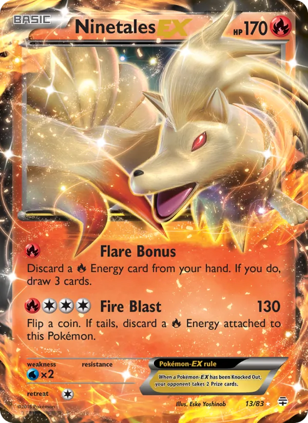 Carta Ninetales EX, número 13/83 da coleção Gerações
