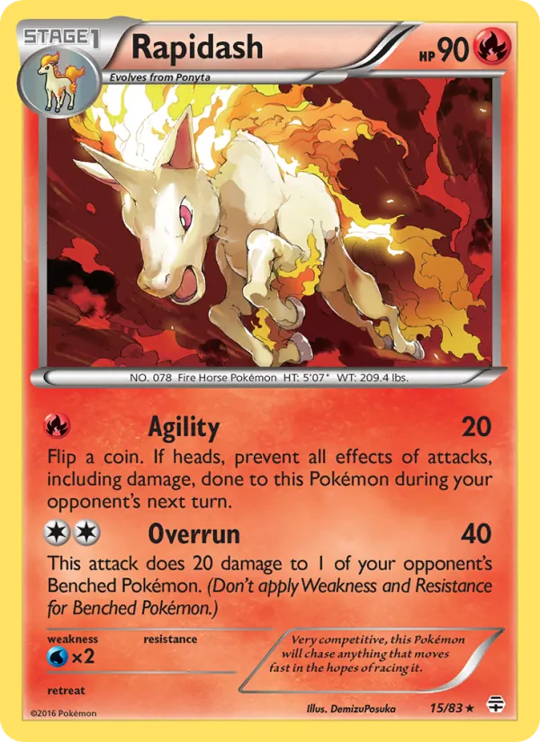 Carta Rapidash, número 15/83 da coleção Gerações