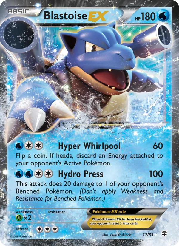 Carta Blastoise EX, número 17/83 da coleção Gerações