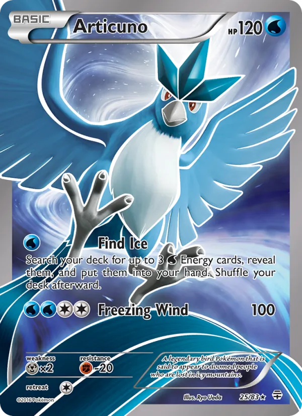 Carta Articuno, número 25/83 da coleção Gerações