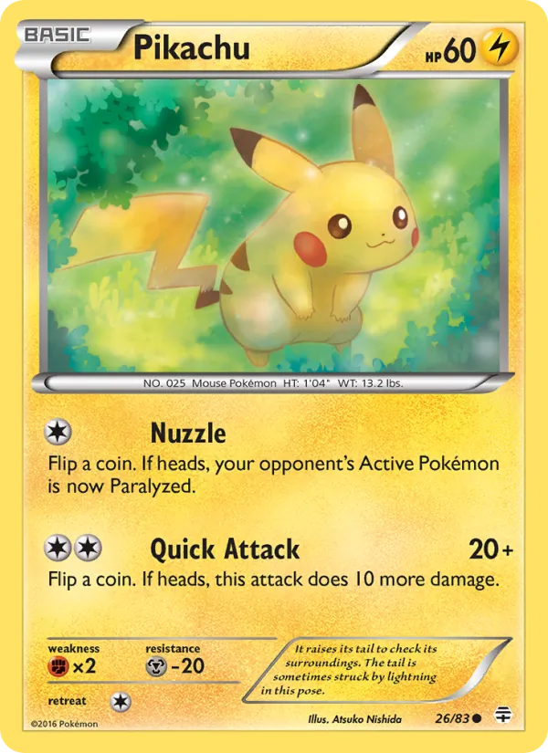 Carta Pikachu, número 26/83 da coleção Gerações