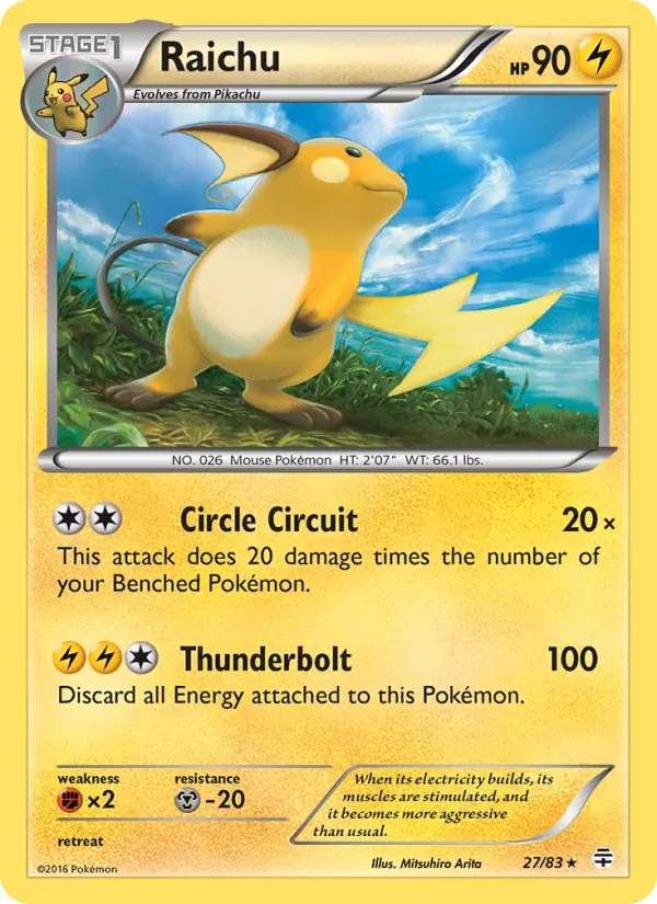Carta Raichu, número 27/83 da coleção Gerações