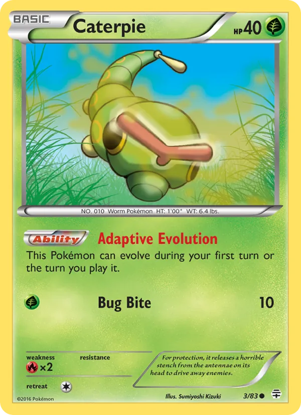 Carta Caterpie, número 3/83 da coleção Gerações