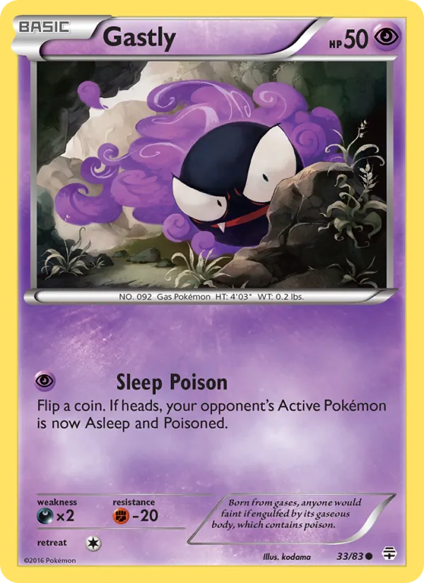 Carta Gastly, número 33/83 da coleção Gerações