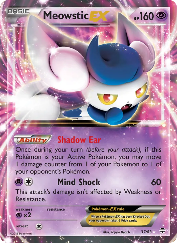 Carta Meowstic EX, número 37/83 da coleção Gerações