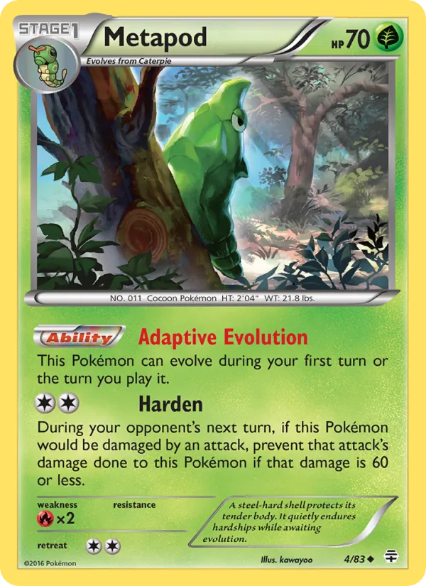 Carta Metapod, número 4/83 da coleção Gerações