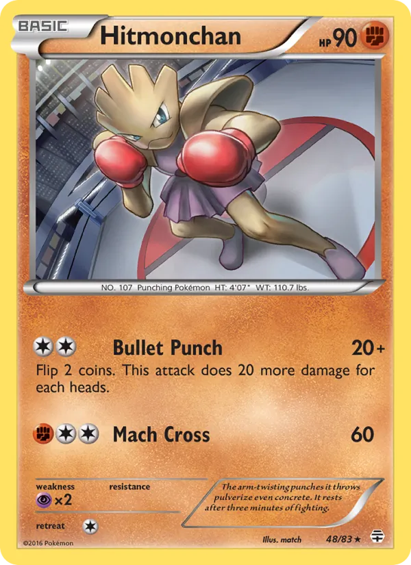 Carta Hitmonchan, número 48/83 da coleção Gerações