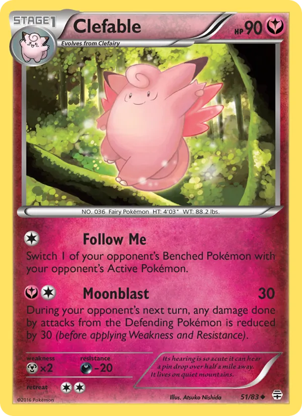 Carta Clefable, número 51/83 da coleção Gerações