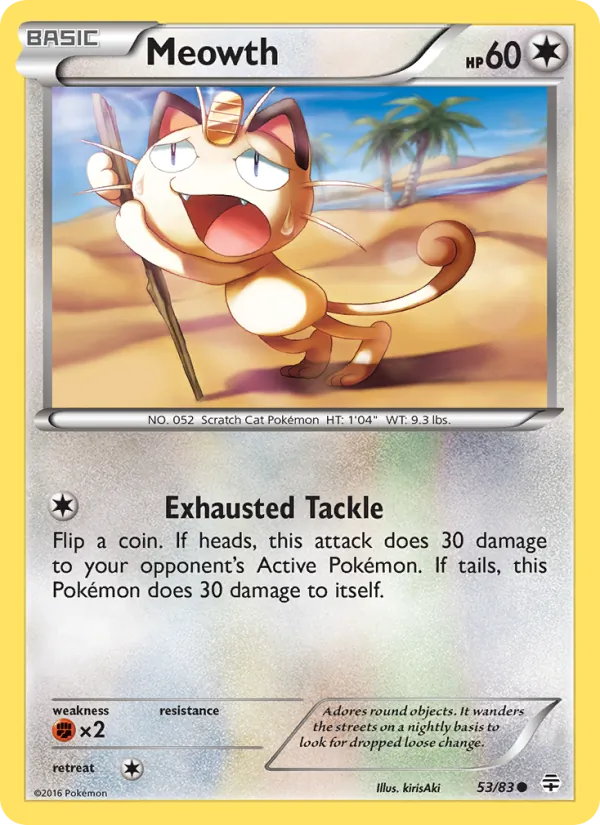 Carta Meowth, número 53/83 da coleção Gerações