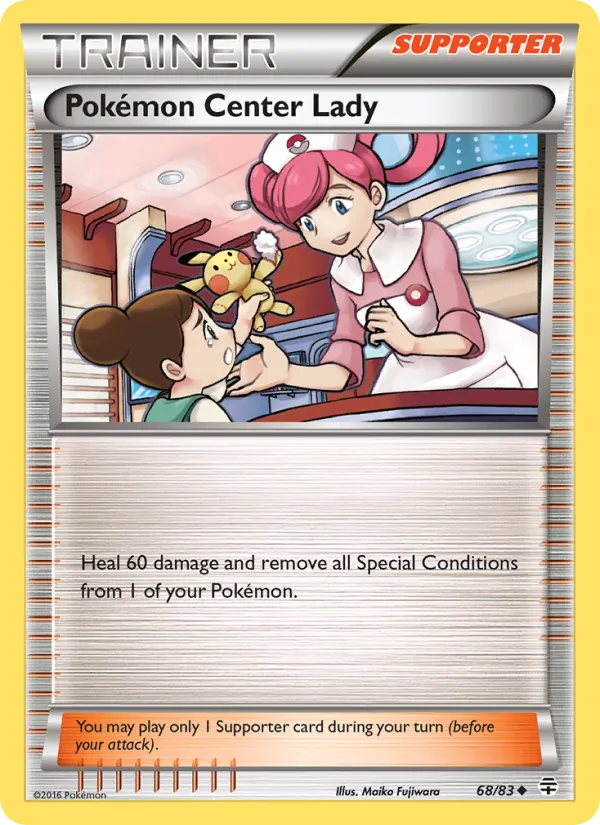 Carta Pokémon Center Lady, número 68/83 da coleção Gerações
