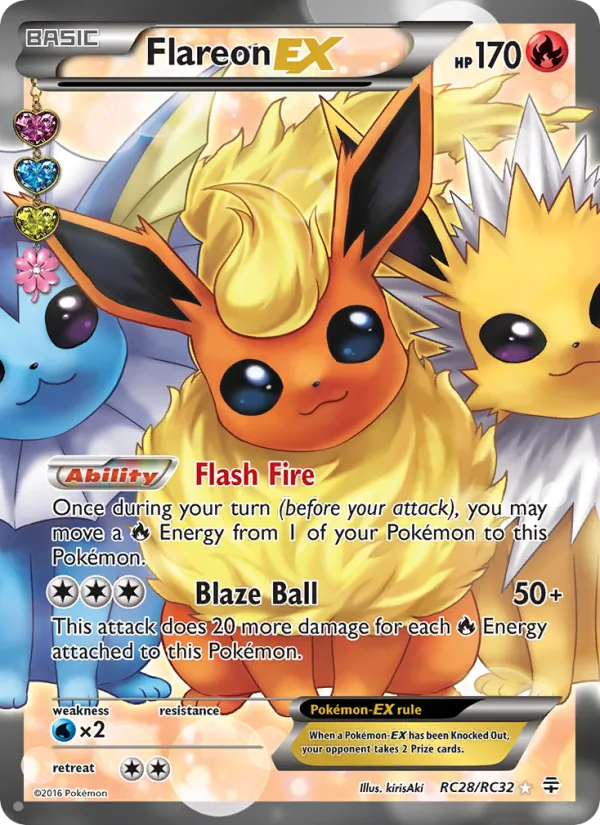 Carta Flareon EX, número RC28/83 da coleção Gerações