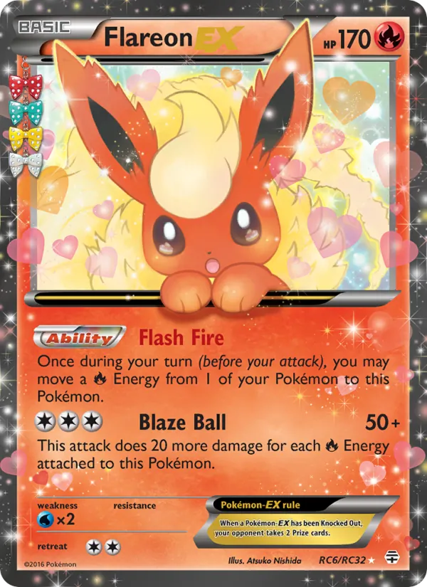 Carta Flareon EX, número RC6/83 da coleção Gerações