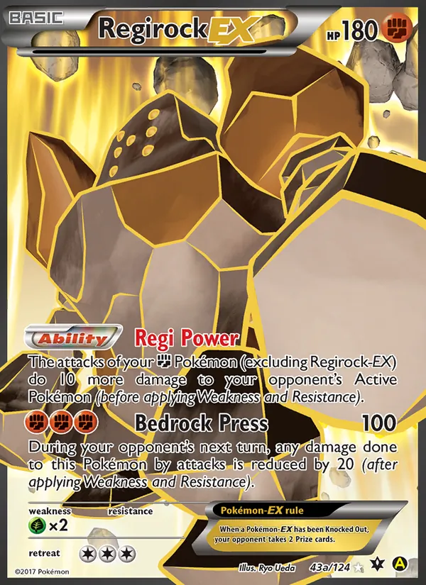 Carta Regirock EX, número 43a/124 da coleção Fusão de Destinos