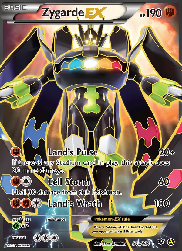 Carta Zygarde EX, número 54a/124 da coleção Fusão de Destinos