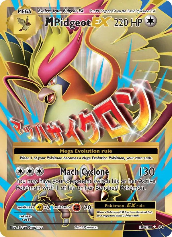 Carta M-Pidgeot EX, número 105/108 da coleção Evoluções