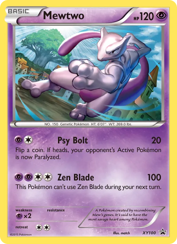 Carta Mewtwo, número XY100/211 da coleção XY Black Star Promos