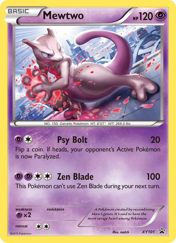 Carta Mewtwo, número XY101/211 da coleção XY Black Star Promos