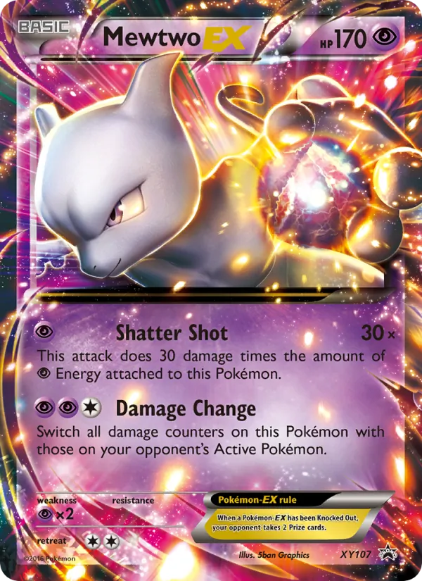 Carta Mewtwo EX, número XY107/211 da coleção XY Black Star Promos