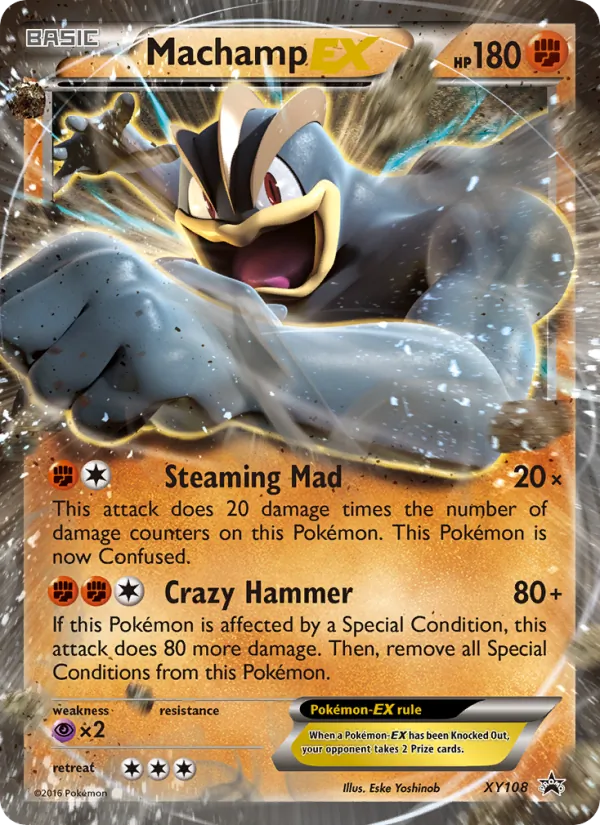Carta Machamp EX, número XY108/211 da coleção XY Black Star Promos