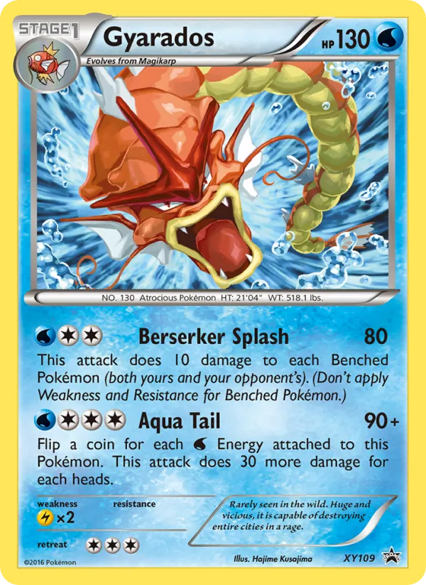 Carta Gyarados, número XY109/211 da coleção XY Black Star Promos