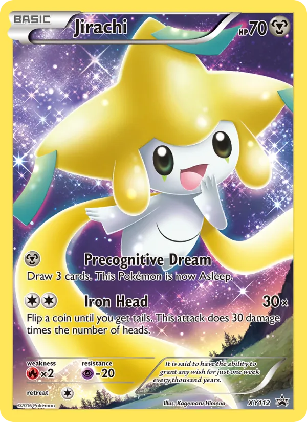 Carta Jirachi, número XY112/211 da coleção XY Black Star Promos