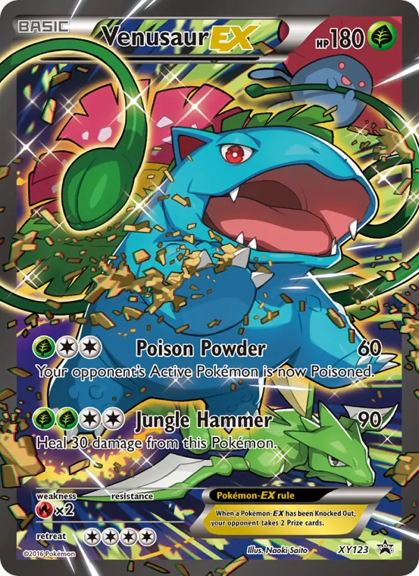 Carta Venusaur EX, número XY123/211 da coleção XY Black Star Promos
