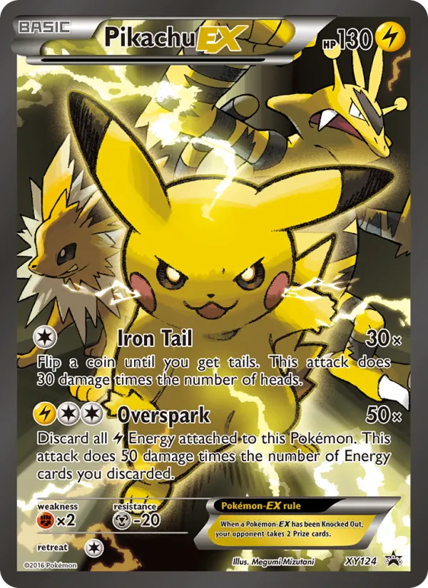 Carta Pikachu EX, número XY124/211 da coleção XY Black Star Promos