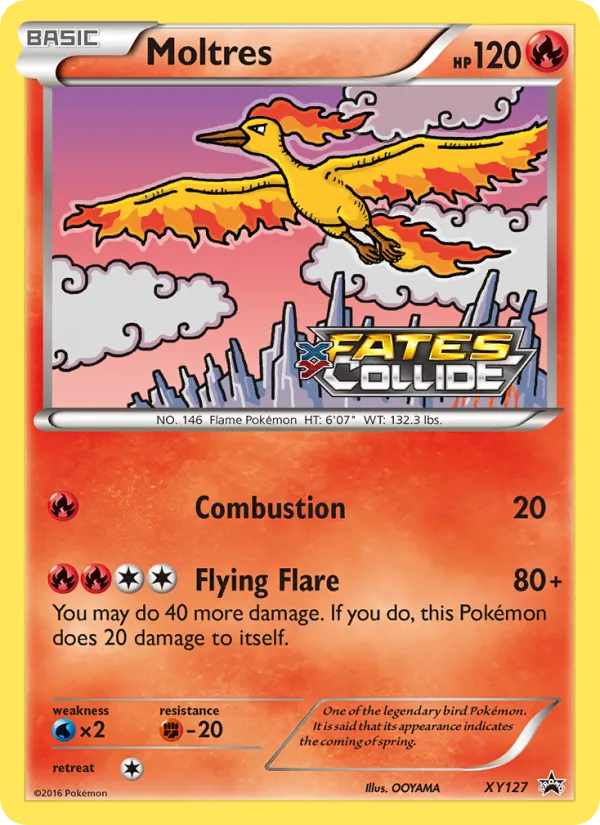 Carta Moltres, número XY127/211 da coleção XY Black Star Promos