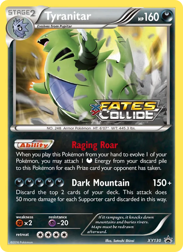 Carta Tyranitar, número XY130/211 da coleção XY Black Star Promos