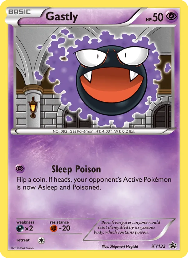 Carta Gastly, número XY132/211 da coleção XY Black Star Promos