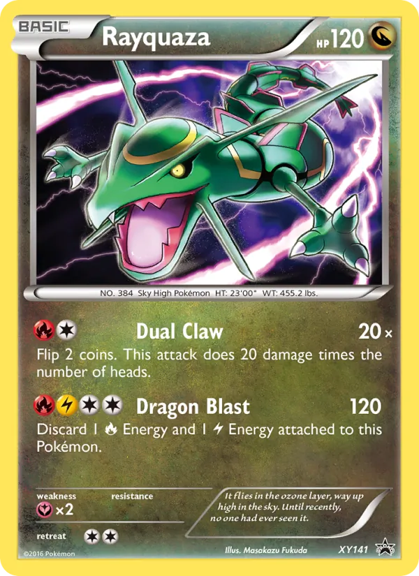 Carta Rayquaza, número XY141/211 da coleção XY Black Star Promos