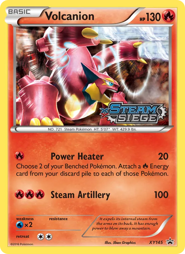 Carta Volcanion, número XY145/211 da coleção XY Black Star Promos