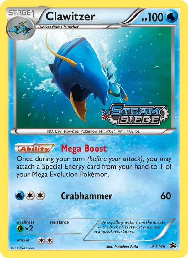 Carta Clawitzer, número XY146/211 da coleção XY Black Star Promos