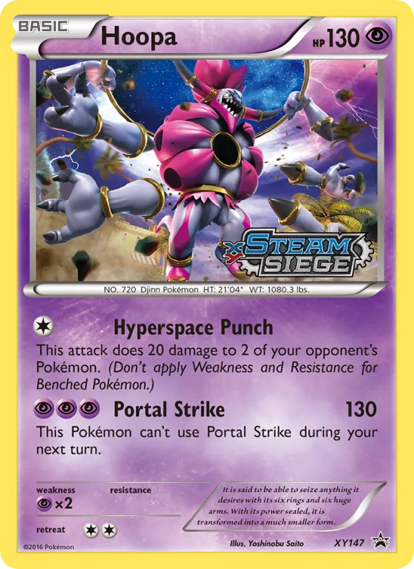 Carta Hoopa, número XY147/211 da coleção XY Black Star Promos