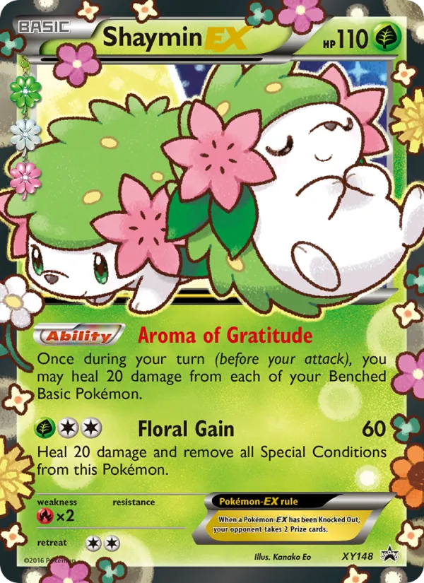 Carta Shaymin EX, número XY148/211 da coleção XY Black Star Promos