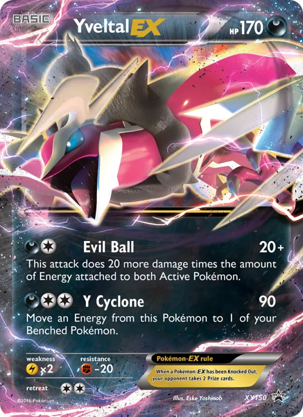 Carta Yveltal EX, número XY150/211 da coleção XY Black Star Promos