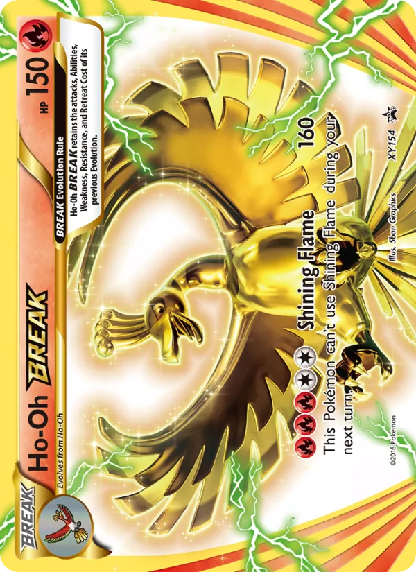 Carta Ho-Oh BREAK, número XY154/211 da coleção XY Black Star Promos