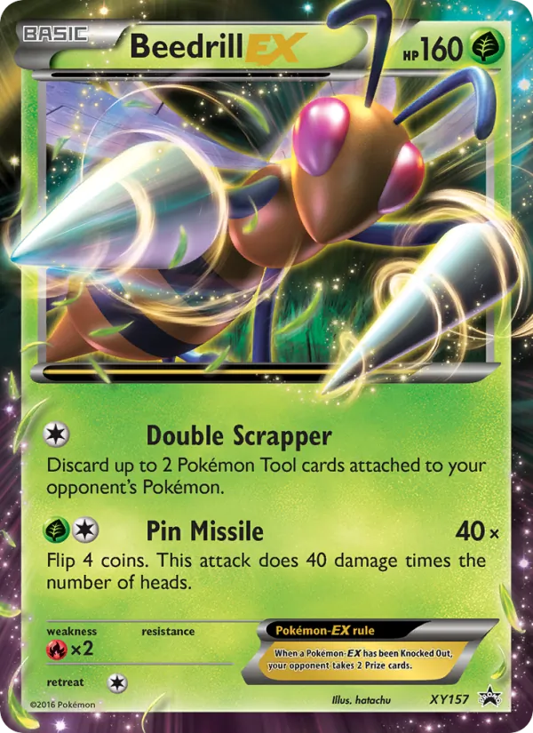 Carta Beedrill EX, número XY157/211 da coleção XY Black Star Promos