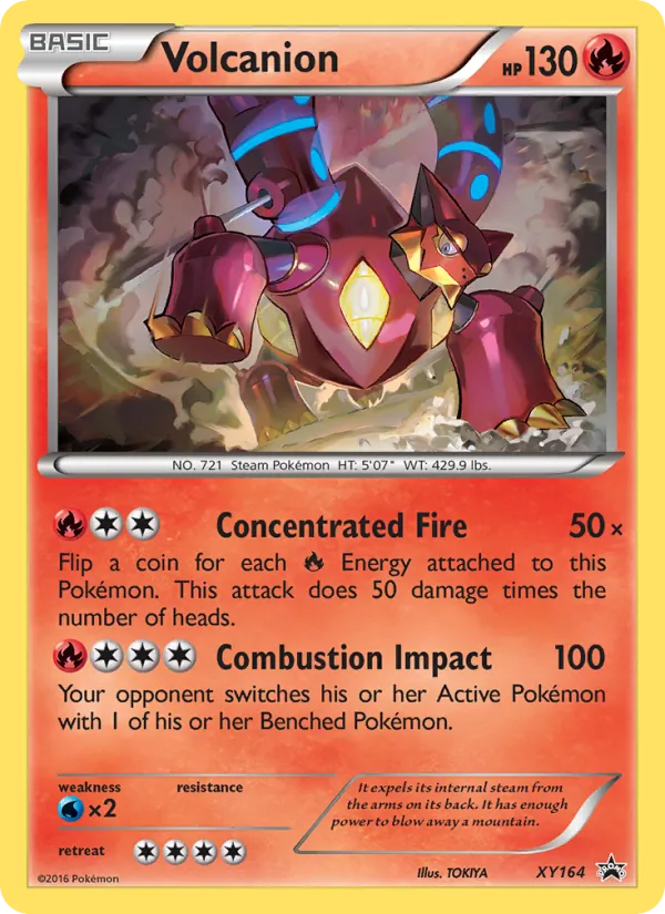 Carta Volcanion, número XY164/211 da coleção XY Black Star Promos