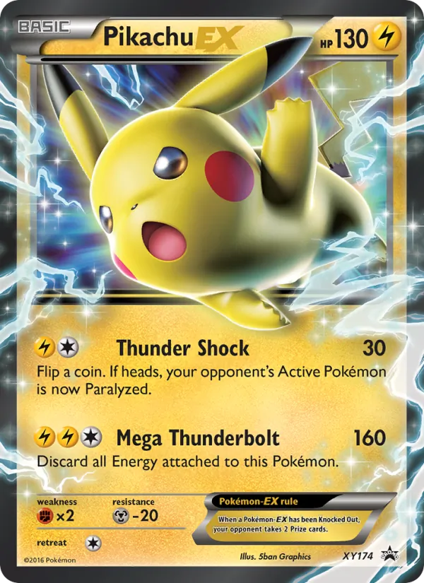 Carta Pikachu-EX, número XY174/211 da coleção XY Black Star Promos