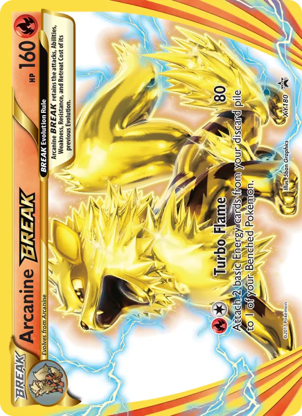 Carta Arcanine BREAK, número XY180/211 da coleção XY Black Star Promos