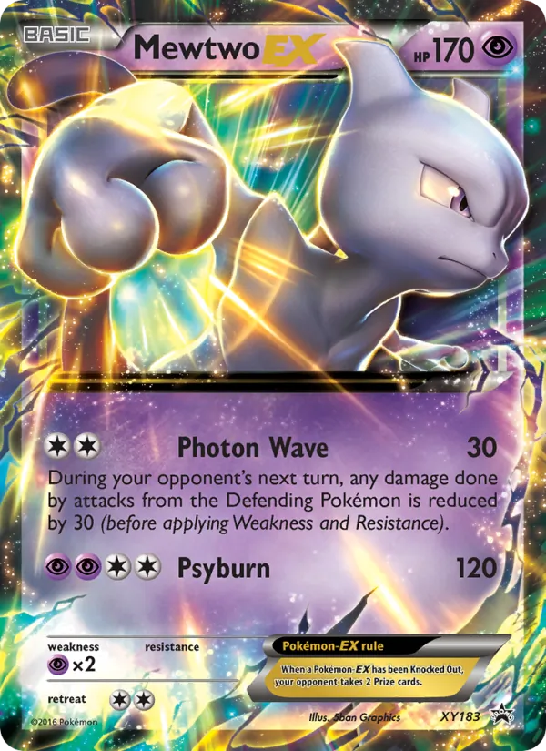 Carta Mewtwo-EX, número XY183/211 da coleção XY Black Star Promos